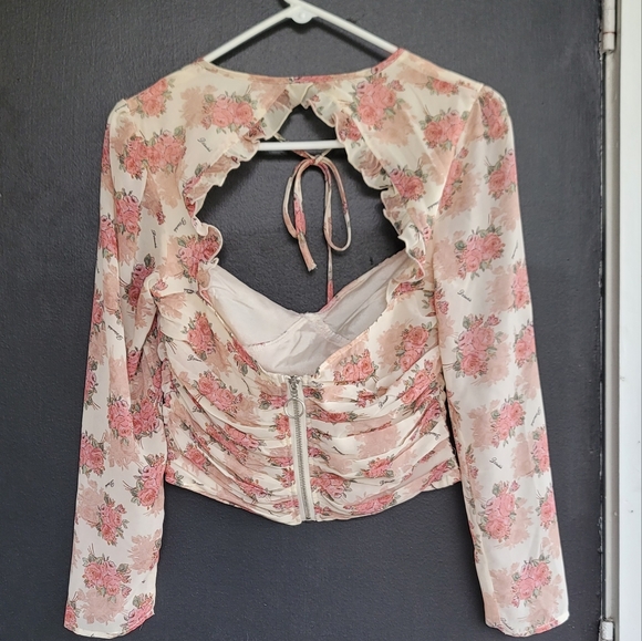 Nasty Gal $78 Wanna Grow Again Floral Ruched Blouse 6 - Picture 8 of 13